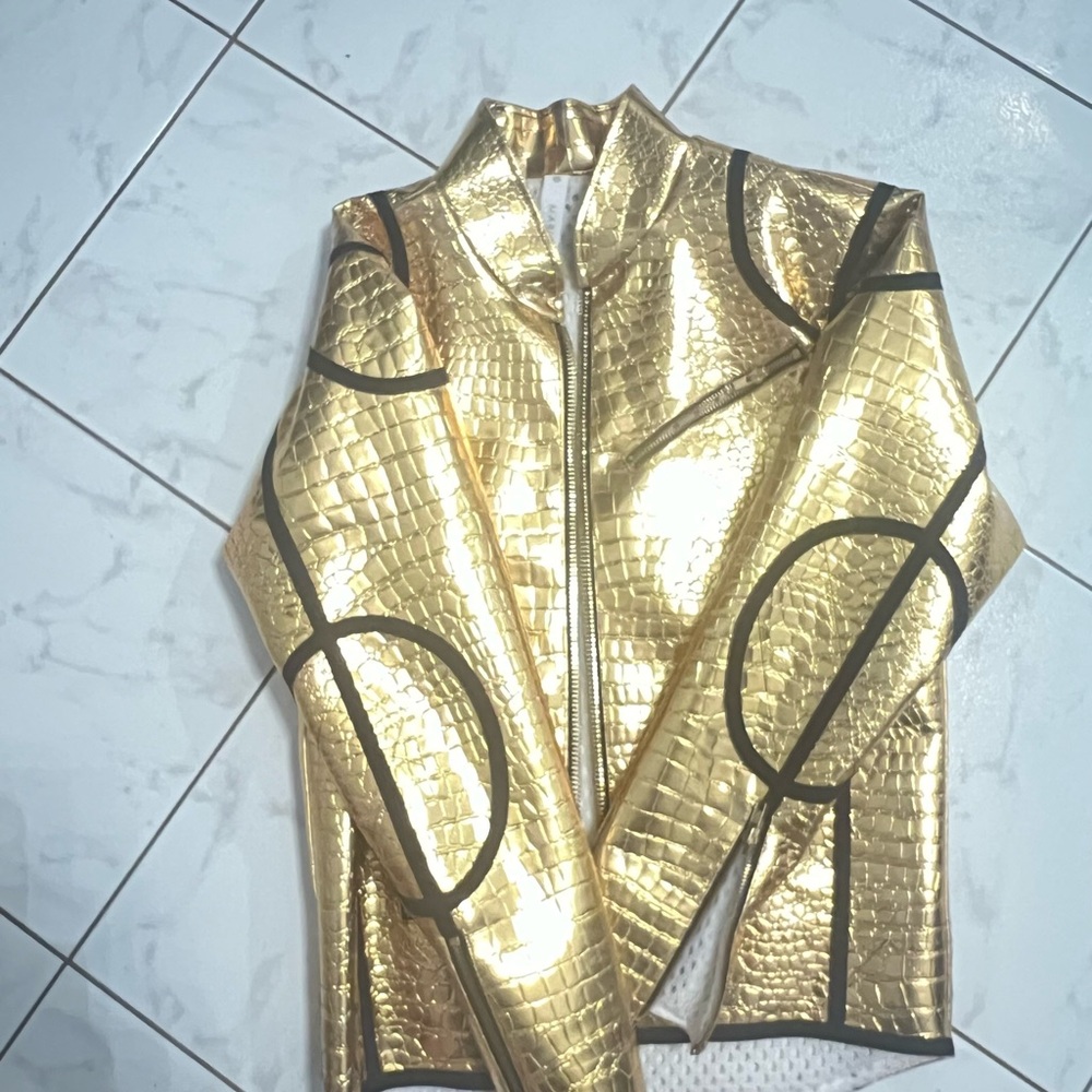 Gold Crocodile Pattern Jacket - image 2